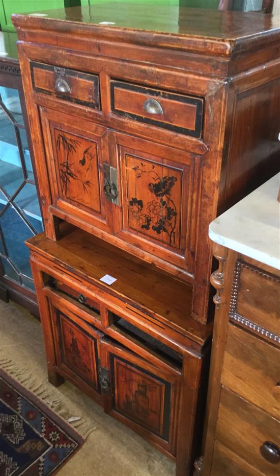 2 Chinese bedside cabinets